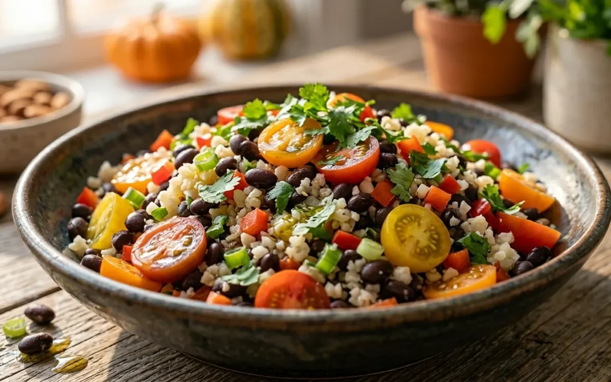 Easy Black Bean Cauliflower Rice Salad – Low Carb & Protein-Packed