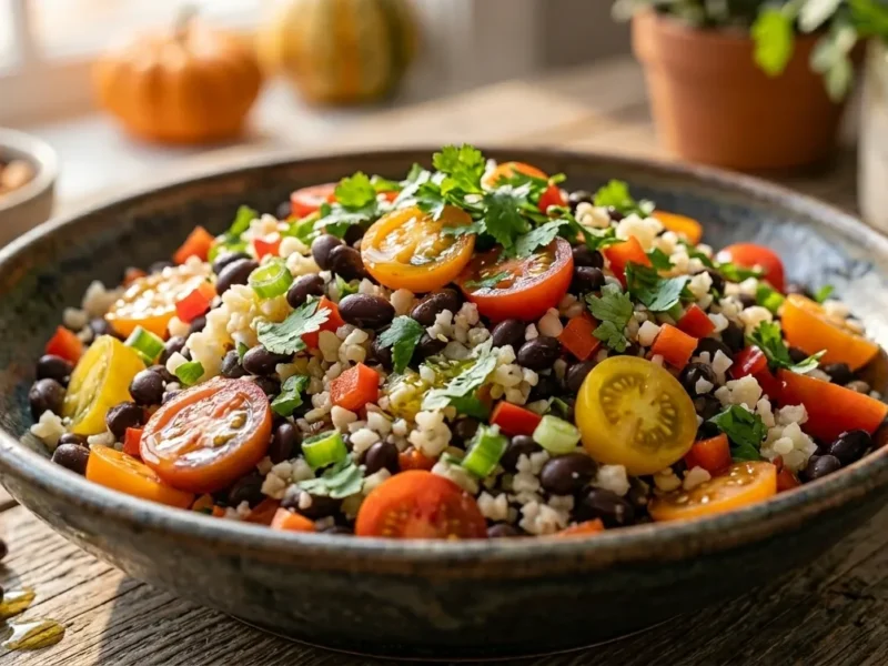 Easy Black Bean Cauliflower Rice Salad – Low Carb & Protein-Packed