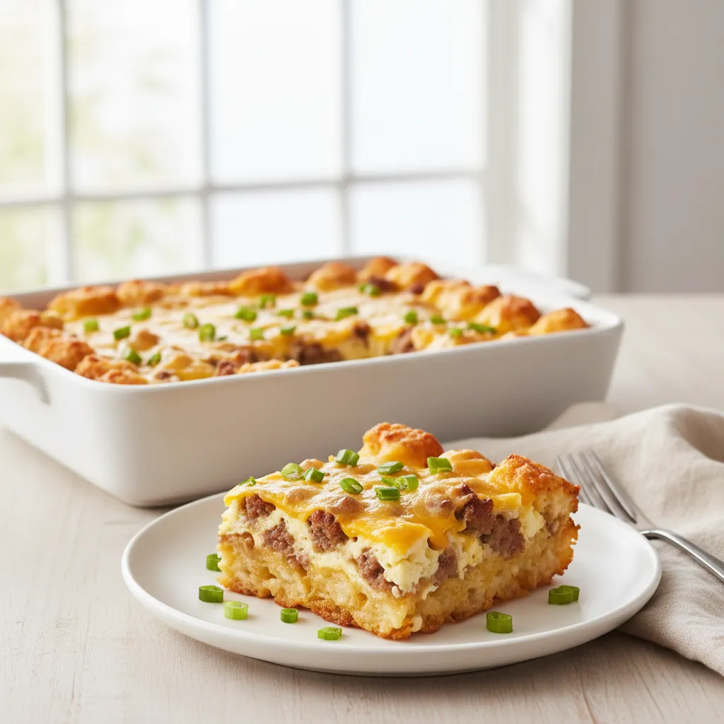 Easy Breakfast Casserole with Tater Tots and Sausage