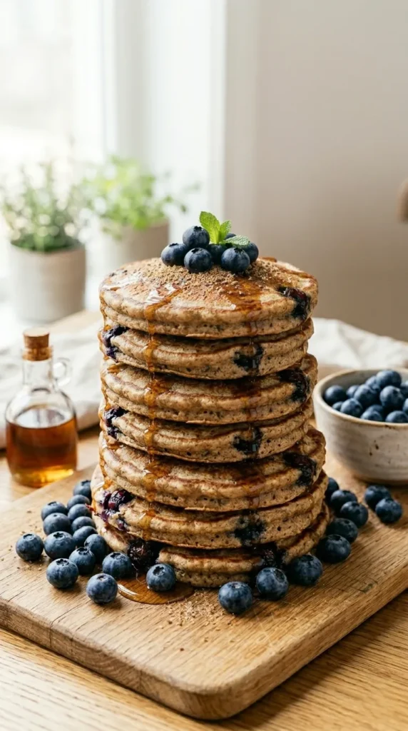 Healthy Whole Wheat Blueberry Flax Pancakes – Easy Breakfast