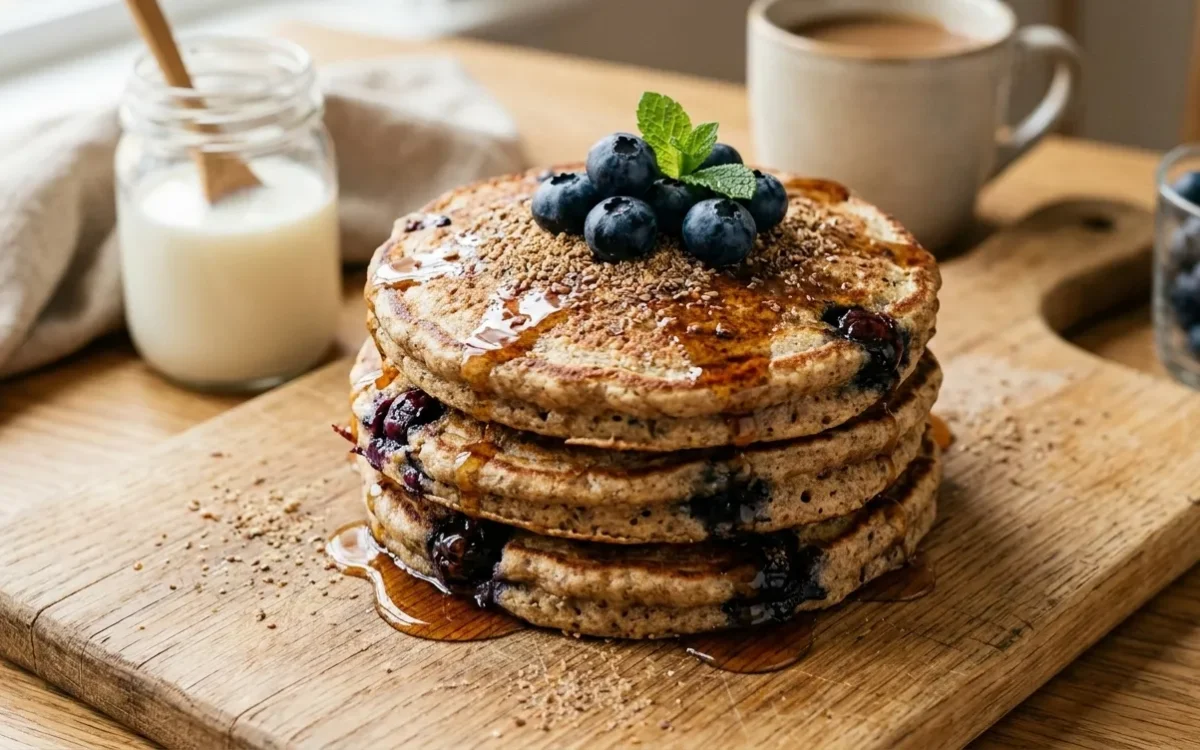 Healthy Whole Wheat Blueberry Flax Pancakes – Easy Breakfast