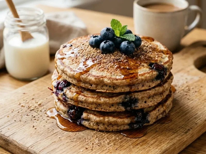 Healthy Whole Wheat Blueberry Flax Pancakes – Easy Breakfast