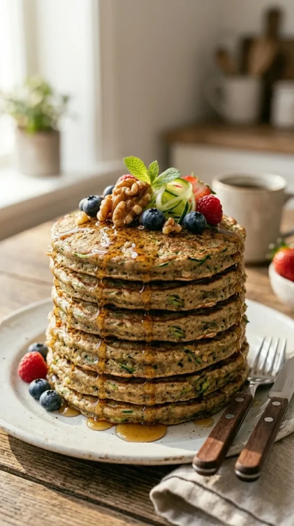 Healthy Zucchini Bread Oatmeal Pancakes – Easy Breakfast Recipe