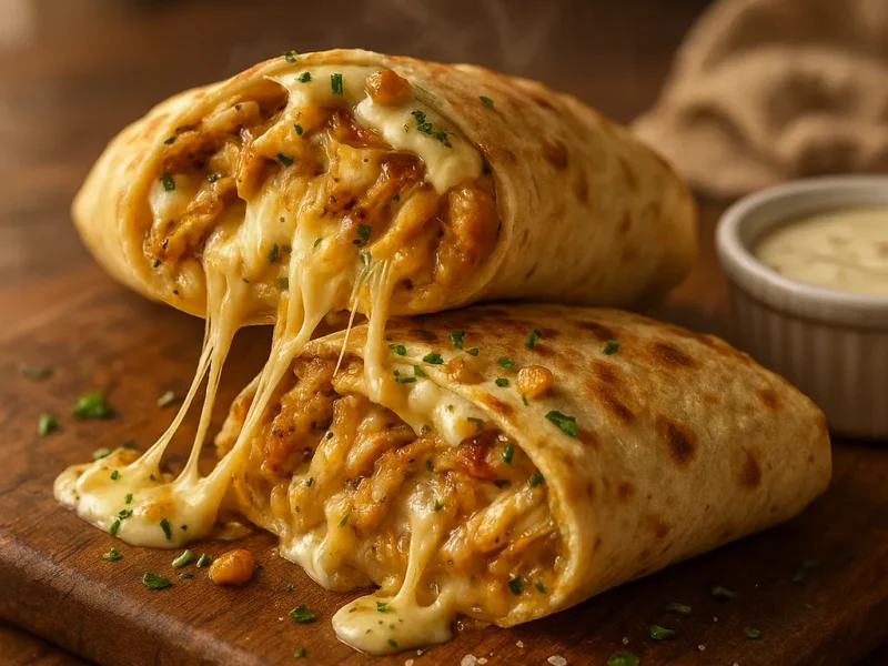 Ooey-Gooey Cheesy Garlic Chicken Wraps You’ll Devour