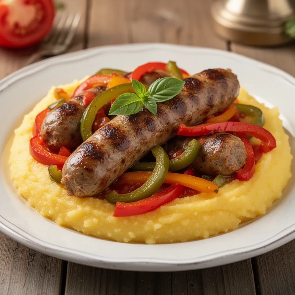 Sausage and Peppers with Polenta