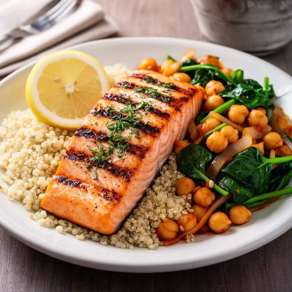 Spicy chickpea and spinach stir-fry cooked in a skillet with vibrant spices