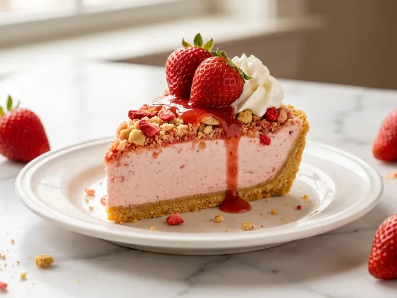 Easy Strawberry Crunch Cheesecake Ready in Minutes | No-Bake Dessert Recipe