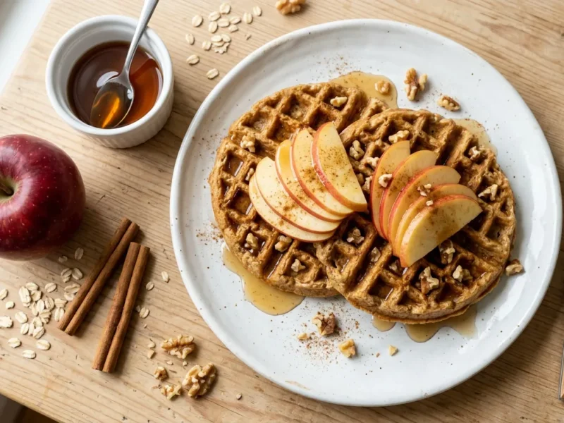 Vegan Apple Cinnamon Oatmeal Waffles: A Wholesome Breakfast Delight