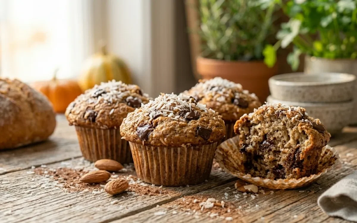 Coconut Banana Chocolate Chip Muffins (Soft & Moist Recipe)