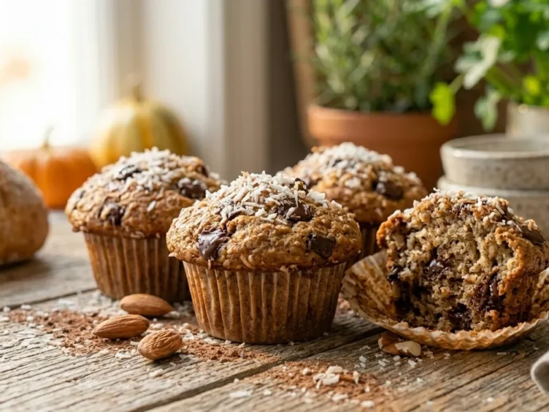 Coconut Banana Chocolate Chip Muffins (Soft & Moist Recipe)