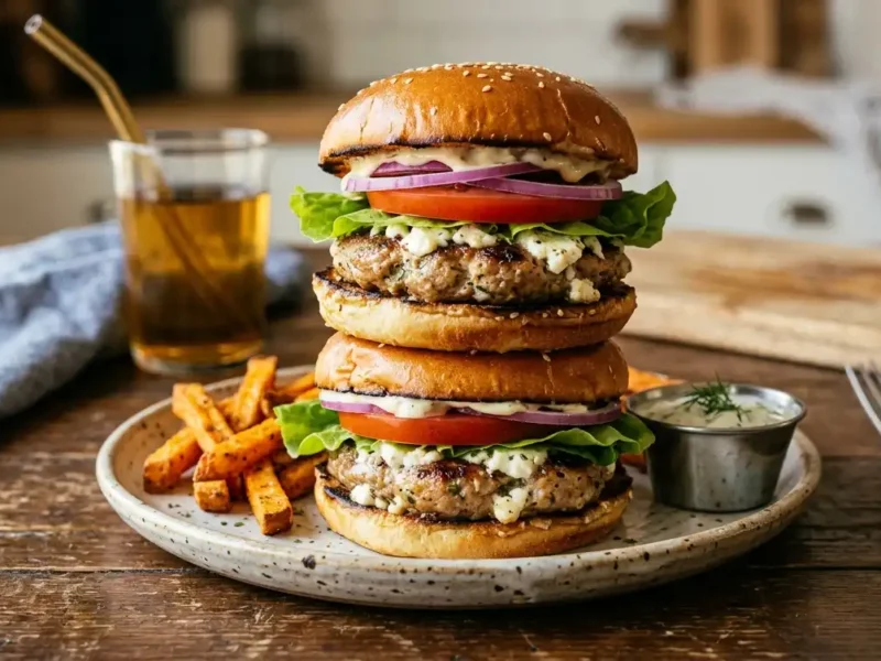 Feta Turkey Burgers (Juicy & Flavorful)
