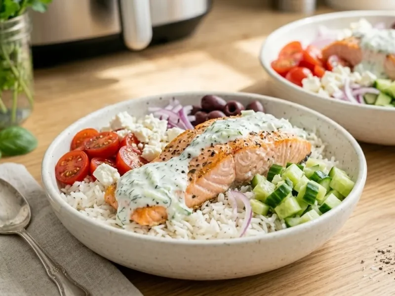 Greek Salmon Rice Bowls (Healthy & Flavorful)