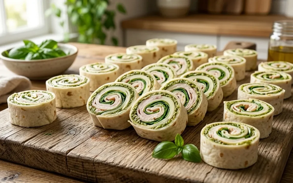 Pesto Turkey Pinwheels with Smoked Provolone – Easy Lunch Wraps in 10 Minutes