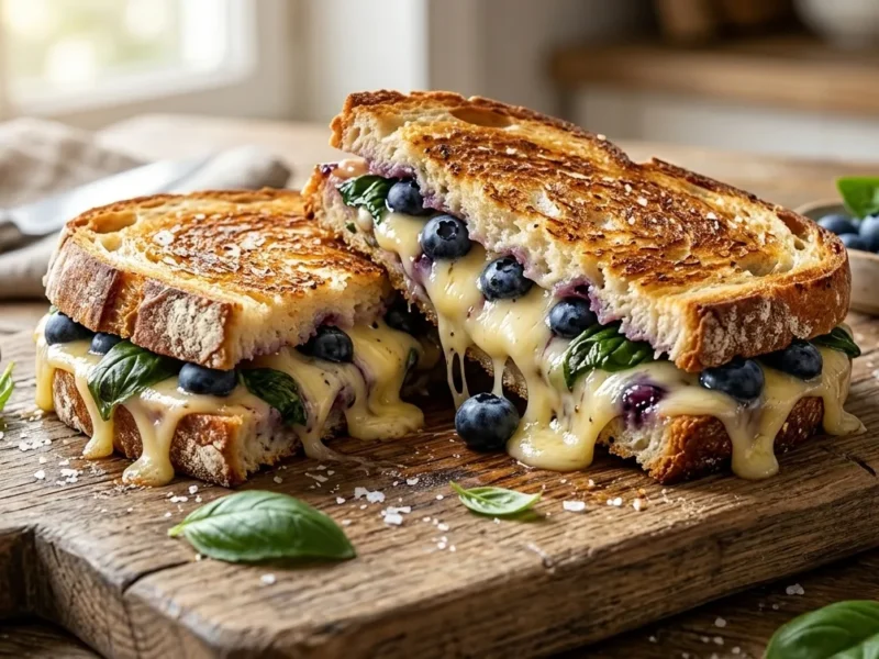 Blueberry Basil Grilled Cheese (Sweet & Savory Sandwich)
