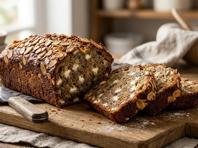 White Chocolate Almond Banana Bread (Moist & Bakery-Style)