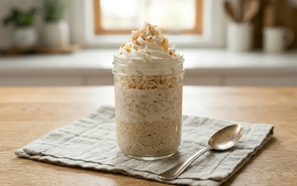 Coconut Cream Pie Overnight Oats (Healthy & Creamy Breakfast)