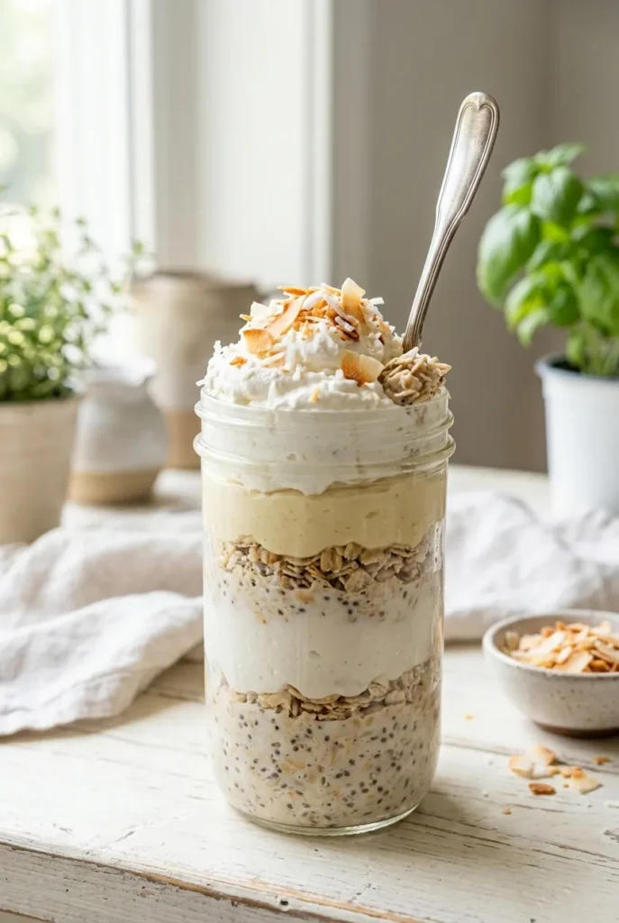 Coconut Cream Pie Overnight Oats (Healthy & Creamy Breakfast)
