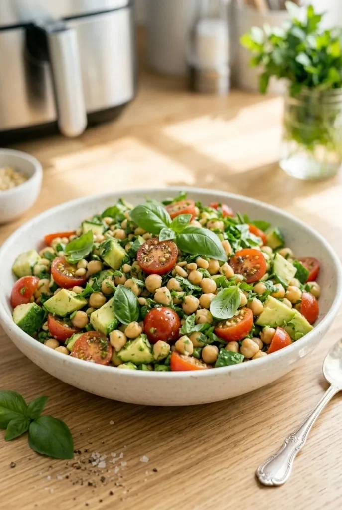 Fresh Chickpea Avocado Salad with Tomatoes