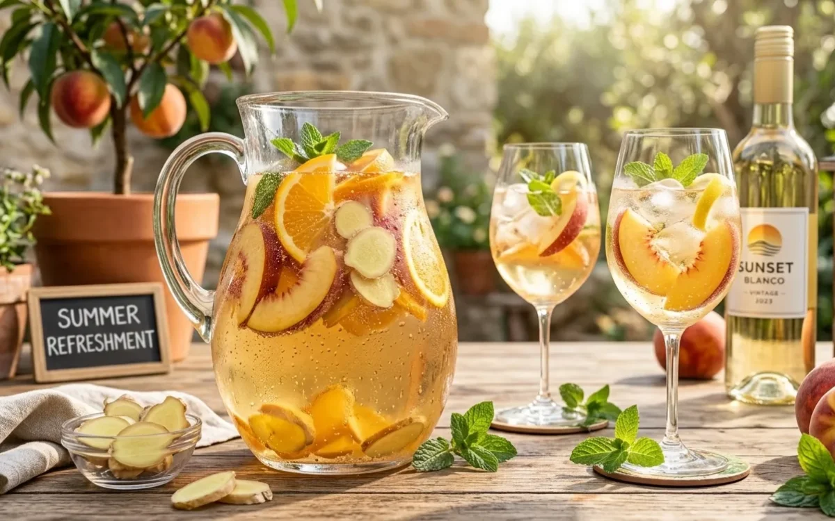Ginger Peach Sangria (Refreshing & Easy Summer Drink)