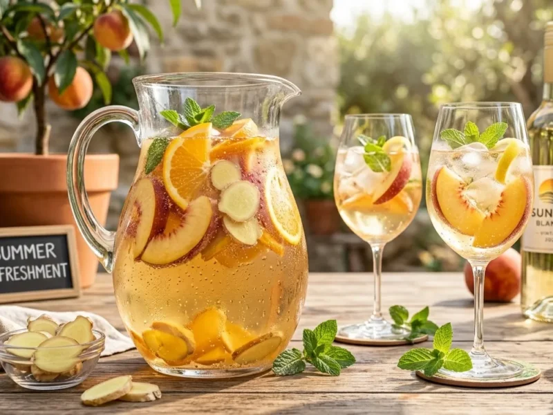 Ginger Peach Sangria (Refreshing & Easy Summer Drink)