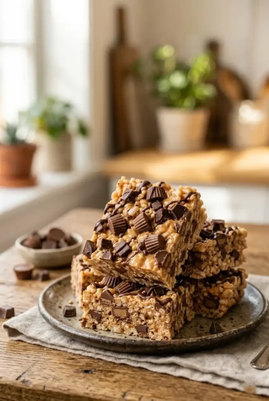 Healthy Peanut Butter Cup Rice Crispy Treats (No Bake & Easy)1