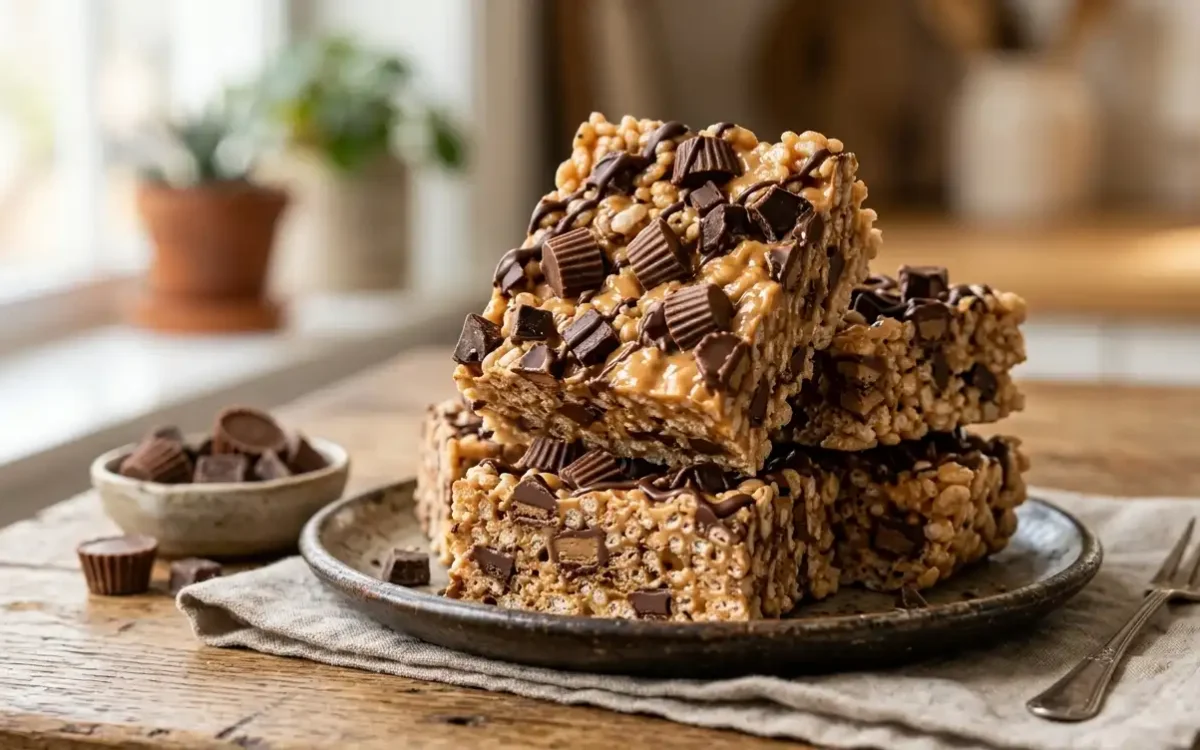 Healthy Peanut Butter Cup Rice Crispy Treats (No Bake & Easy)