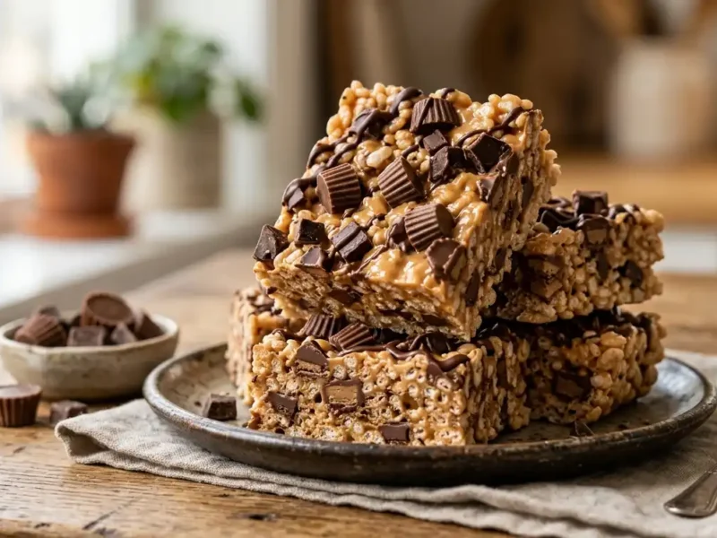 Healthy Peanut Butter Cup Rice Crispy Treats (No Bake & Easy)