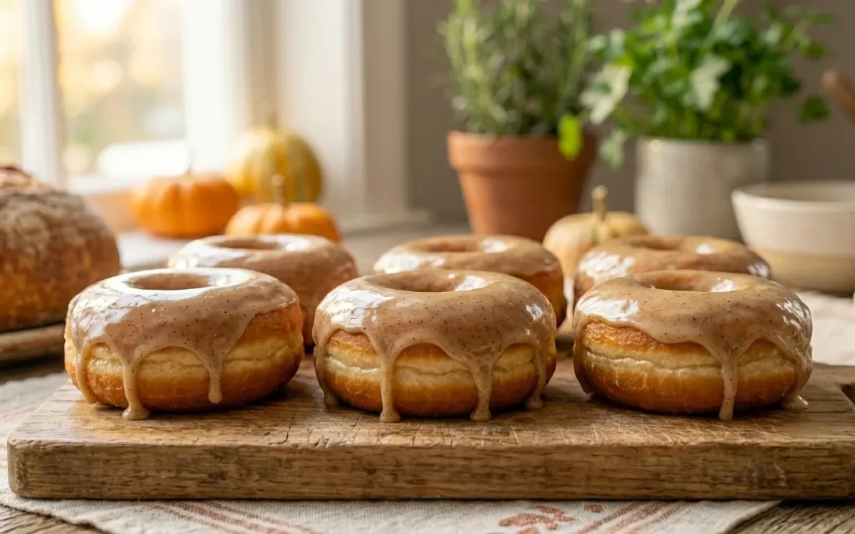 Triple Vanilla Donuts with Maple Vanilla Glaze (Soft & Fluffy)