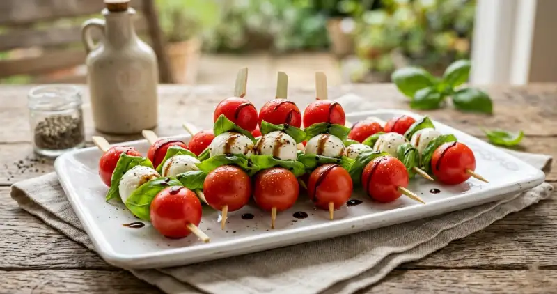 Marinated Mozzarella Tomato Basil Skewers – Fresh & Easy Summer Appetizer