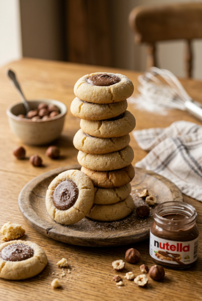 Nutella Thumbprint Cookies (Soft & Easy)