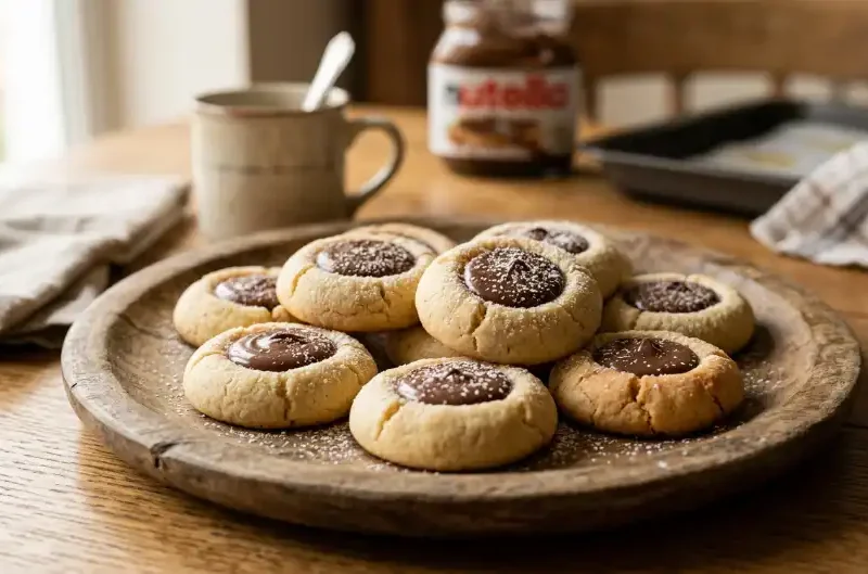 Nutella Thumbprint Cookies (Soft & Easy)