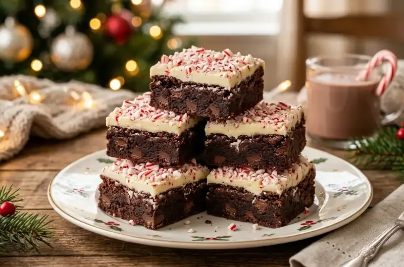 Peppermint Bark Brownies (Fudgy & Easy Holiday Dessert)
