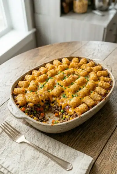 Tater Tot Shepherd’s Pie – Comforting & Cheesy Dinner Casserole
