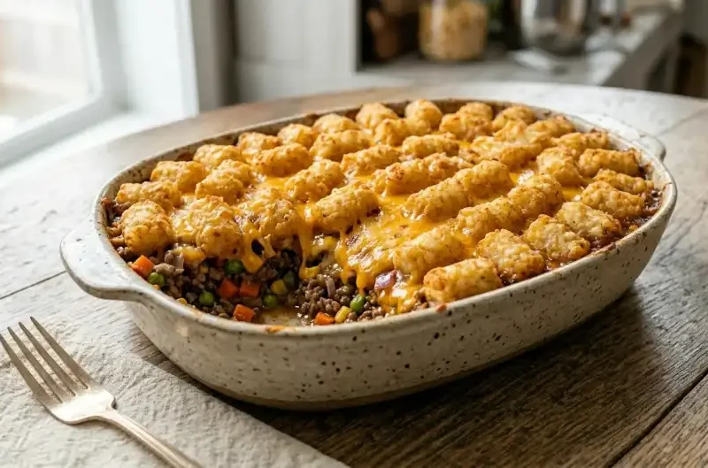 Tater Tot Shepherd’s Pie – Comforting & Cheesy Dinner Casserole