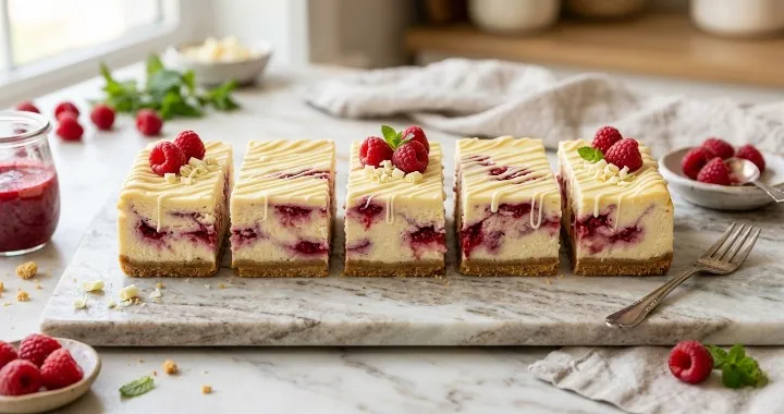 White Chocolate Raspberry Cheesecake Bars (Rich & Creamy)