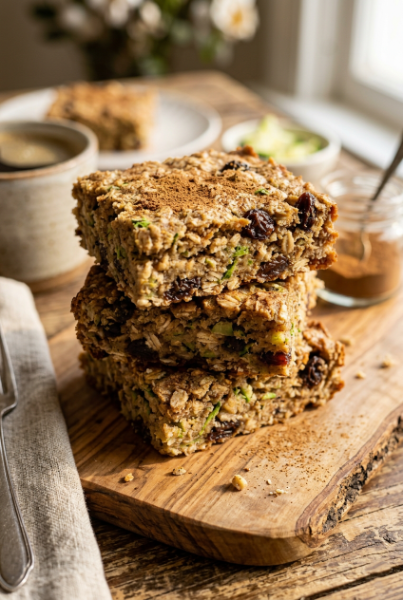 Zucchini Raisin Oatmeal Bars (Healthy & Easy Breakfast)