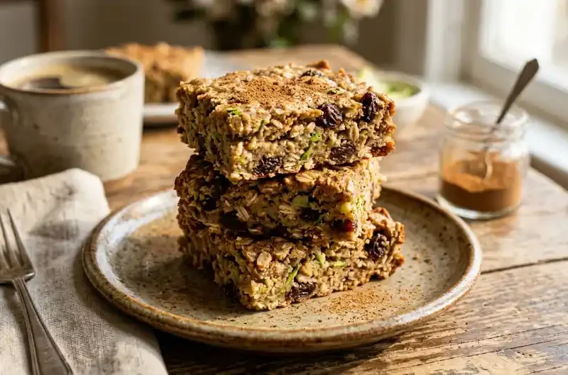 Zucchini Raisin Oatmeal Bars (Healthy & Easy Breakfast)