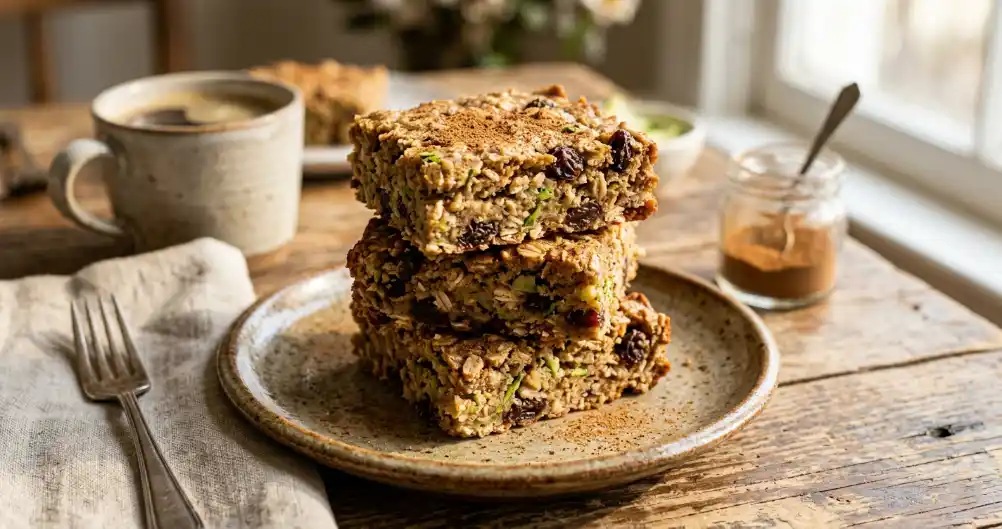 Zucchini Raisin Oatmeal Bars (Healthy & Easy Breakfast)