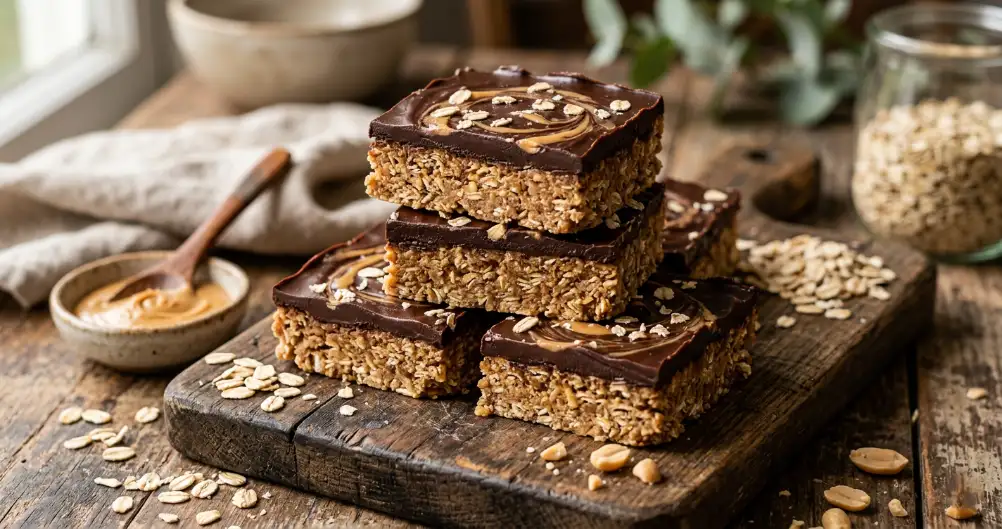 No-Bake Buckeye Oatmeal Bars – Easy & Nutty Dessert Snack