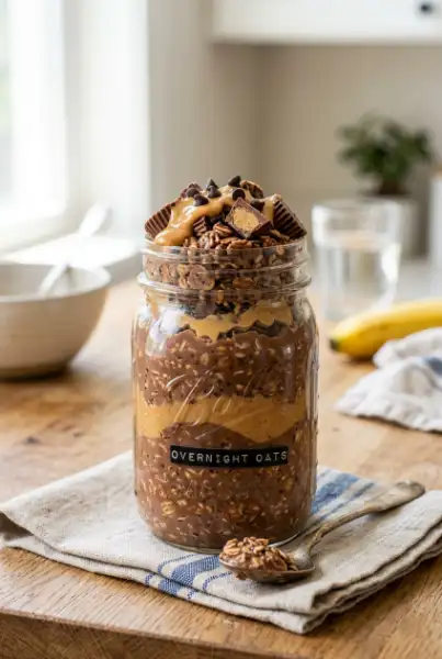 Peanut Butter Cup Overnight Oats – Easy No-Cook Breakfast Treat