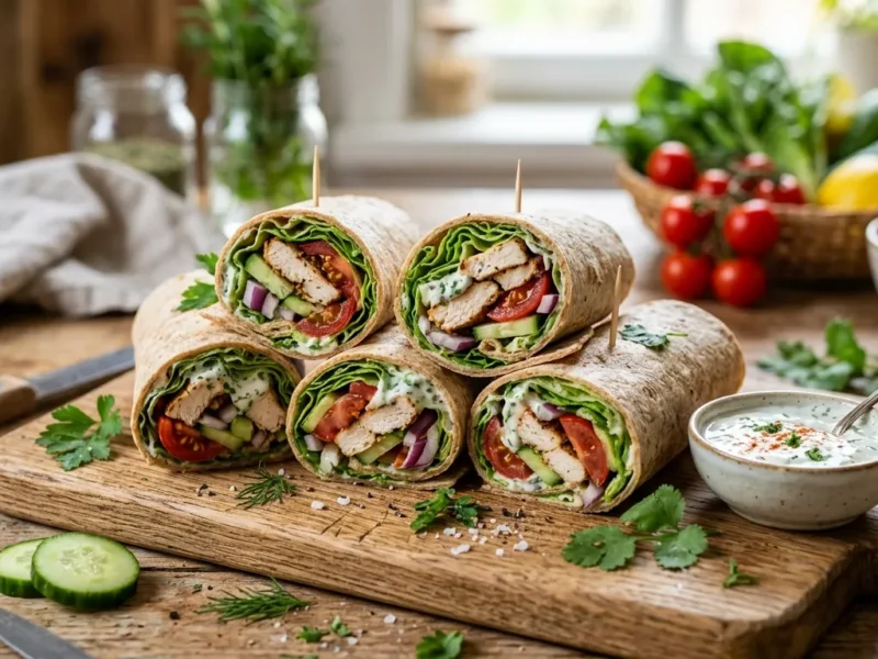 Quick Lunch Wraps with Chicken and Veggies (15-Min Prep)