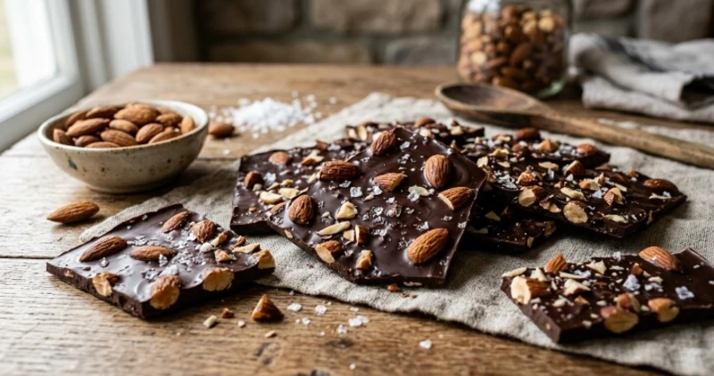 Sea Salt Almond Dark Chocolate Bark Thins (Easy & Crunchy)