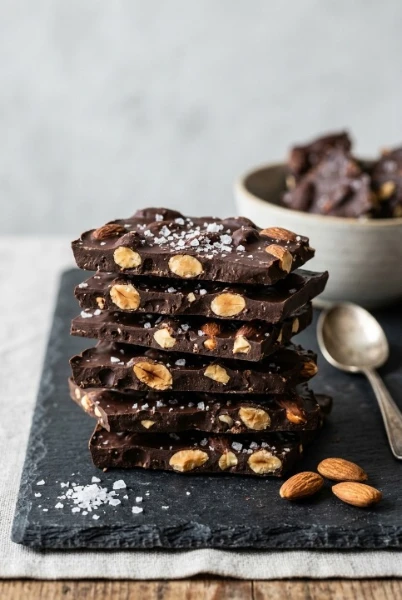 Sea Salt Almond Dark Chocolate Bark Thins (Easy & Crunchy)