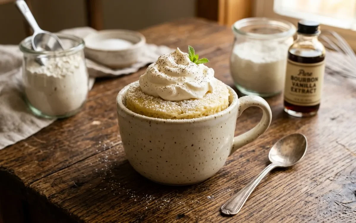 Simple Homemade Vanilla Mug Cake in Microwave (5-Minute)