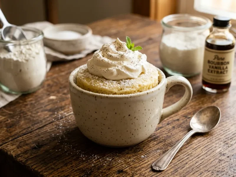 Simple Homemade Vanilla Mug Cake in Microwave (5-Minute)